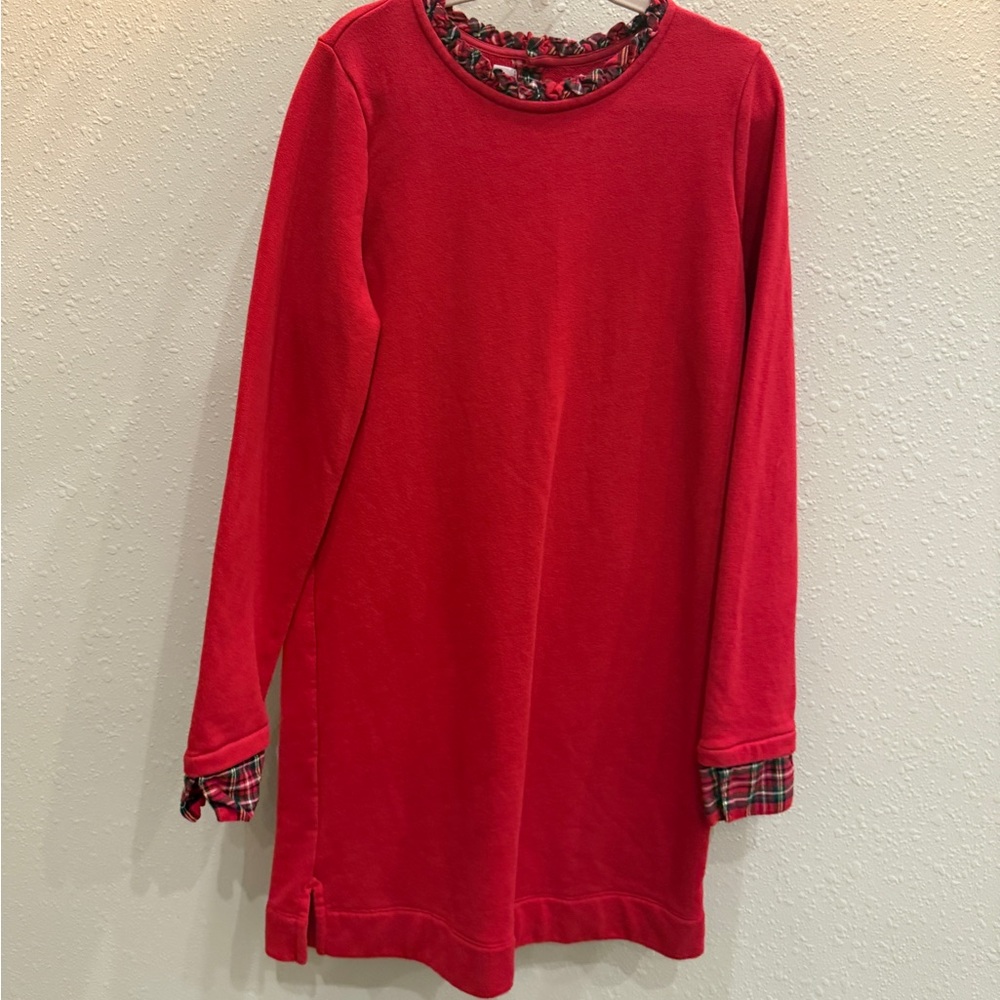 Vineyard Vines Red Kids Dress with Plaid Accents